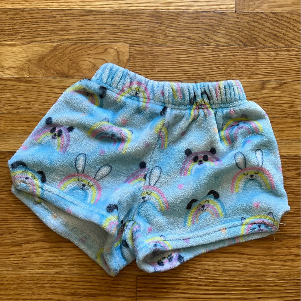 IScream Blue Fleece Pajama Bottoms with Rainbow Design
